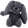 Baxter, a charcoal plush bunny